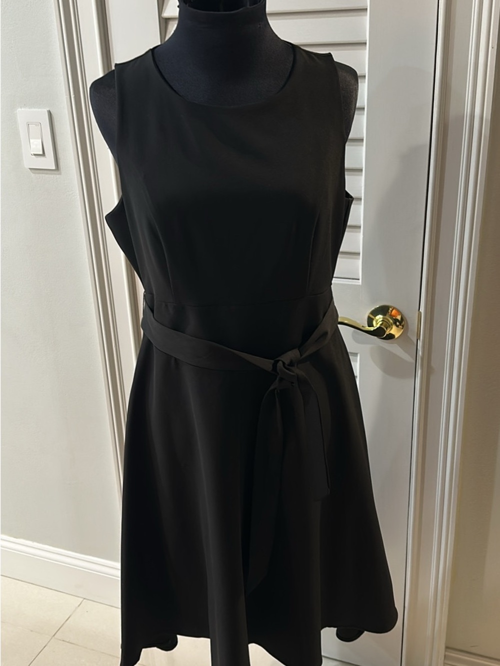 INC International Concepts Black Sleeveless Belted Mini Dress 0009